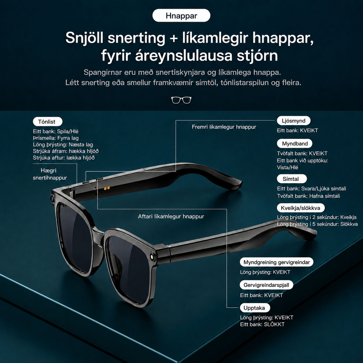 Dreamova Vista Black Square — AI Snjöll Gleraugu með Sjónrakningu