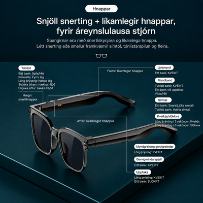 Dreamova Vista Black Square — AI Snjöll Gleraugu með Sjónrakningu