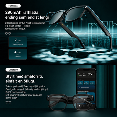 Dreamova Vista Black Square — AI Snjöll Gleraugu með Sjónrakningu