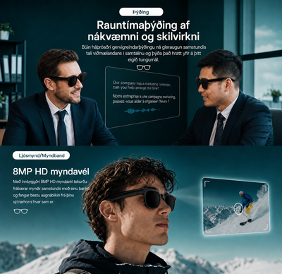 Dreamova Vista Air Black Square — AI Snjöll Gleraugu með Sjónrakningu
