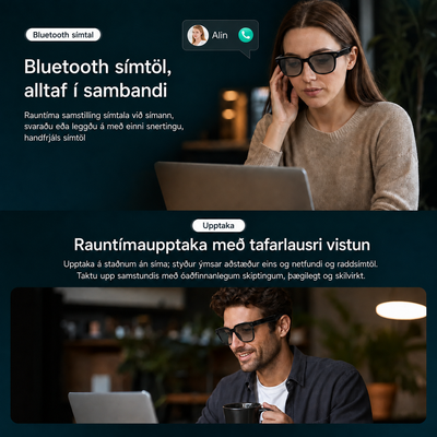 Dreamova Vista Air Black Square — AI Snjöll Gleraugu með Sjónrakningu