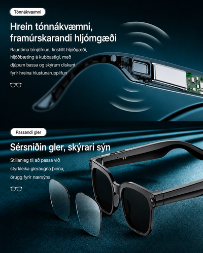 Dreamova Vista Air Black Square — AI Snjöll Gleraugu með Sjónrakningu