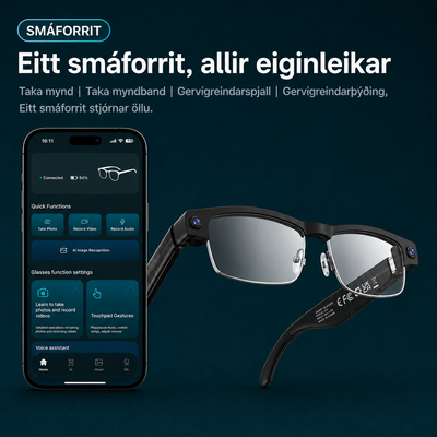 Dreamova Vista Air Black Square — AI Snjöll Gleraugu með Sjónrakningu