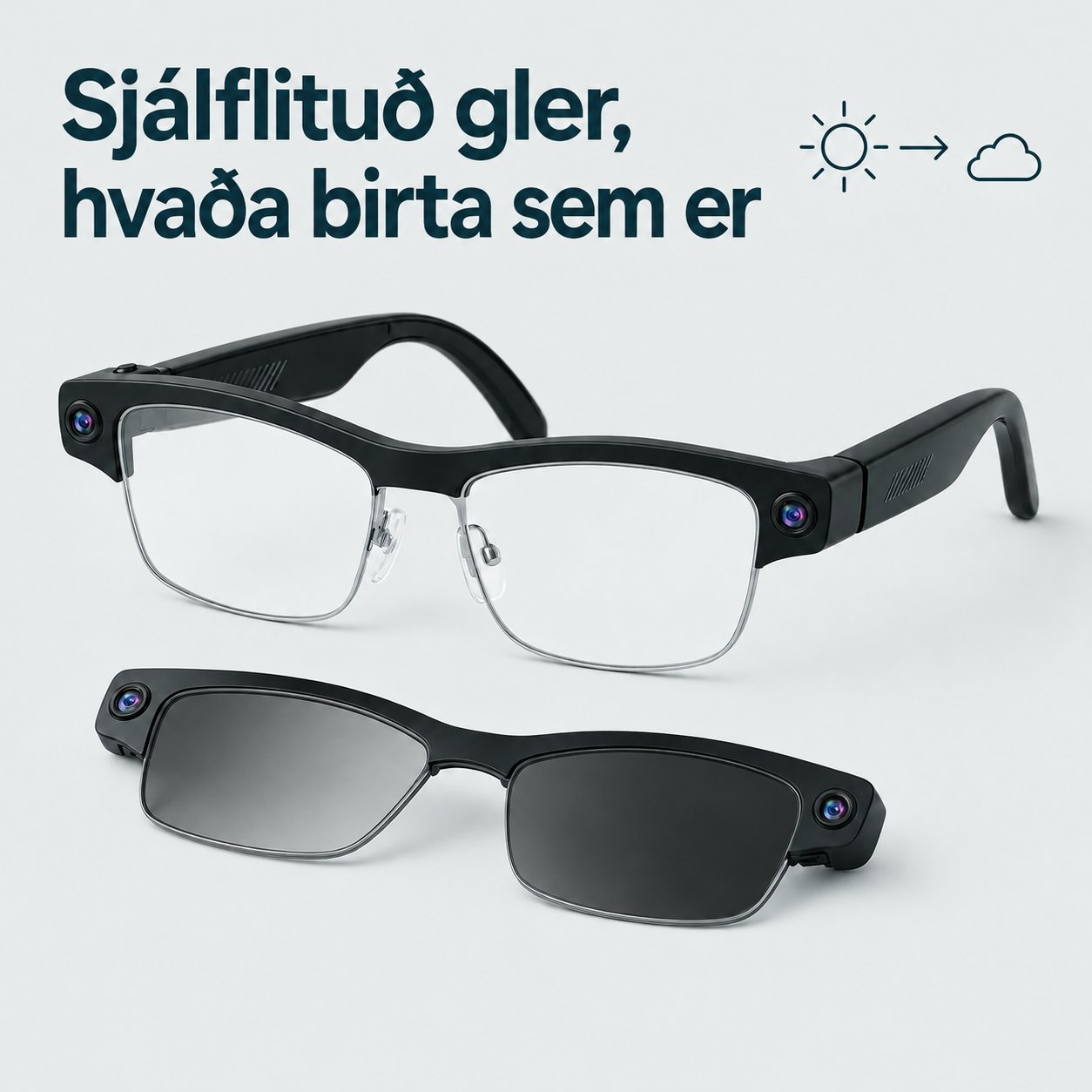 Dreamova Vista Air Black Square — AI Snjöll Gleraugu með Sjónrakningu