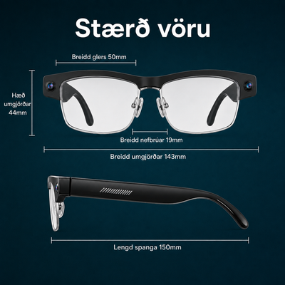 Dreamova Vista Air Black Square — AI Snjöll Gleraugu með Sjónrakningu